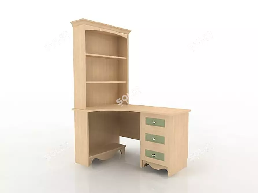 Corner Table with Shelf 3D model image 1