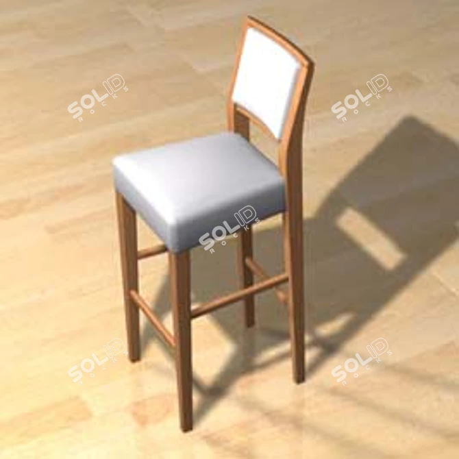 Modern Bar Stool with Backrest 3D model image 1