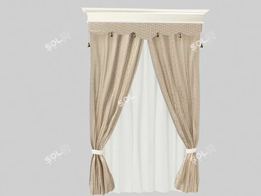 Elegant Window Curtain 3D model image 1