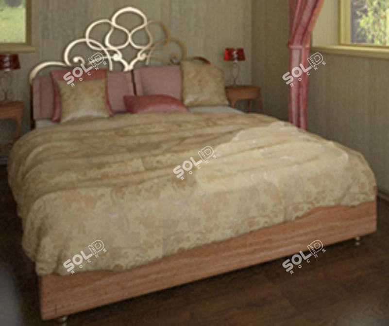 Hammered Elegance: Exclusive Forged Bed 3D model image 1