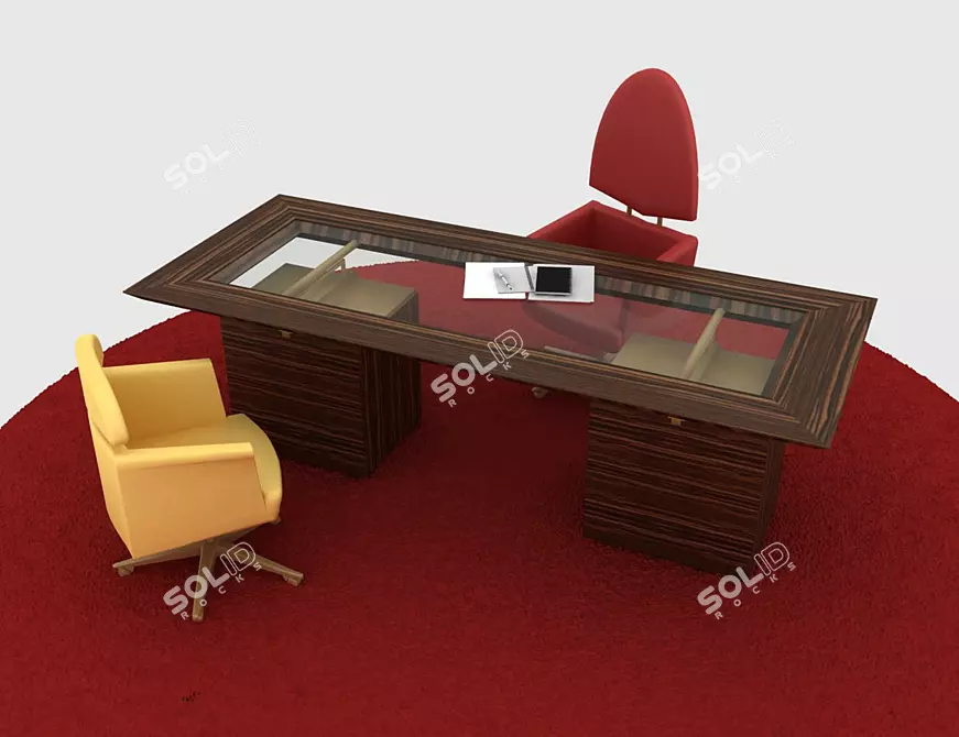 Solid Oak Table 3D model image 1