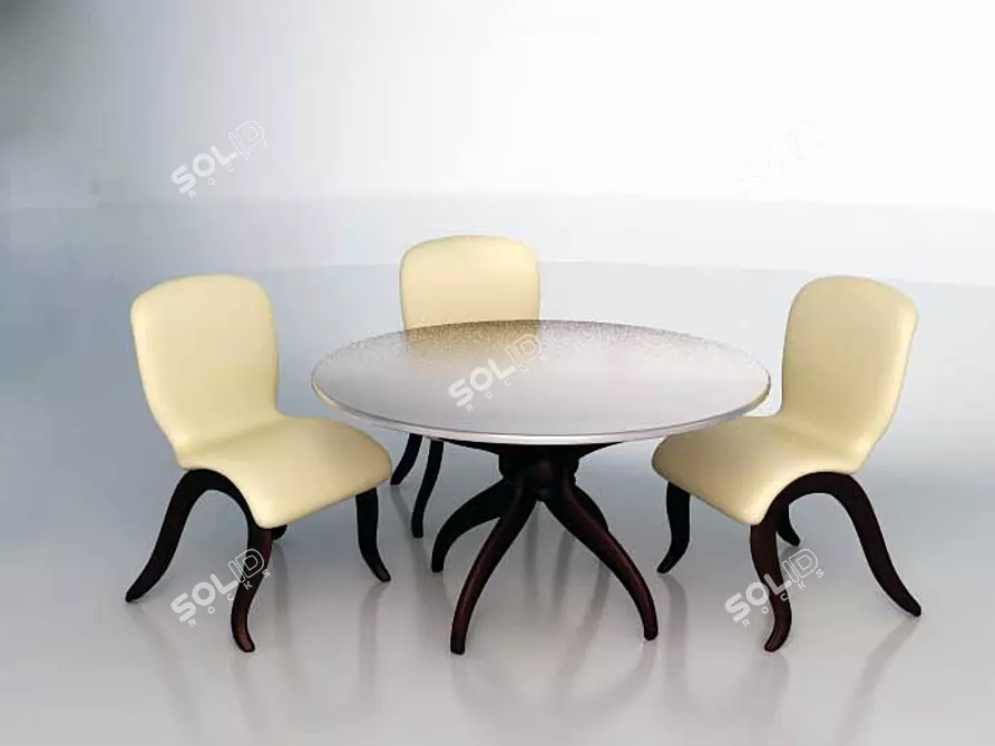 Simple Table and Chairs 3D model image 1