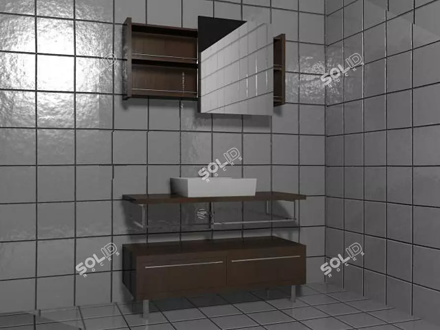 Metal Ray Bathroom Furniture Set 3D model image 1