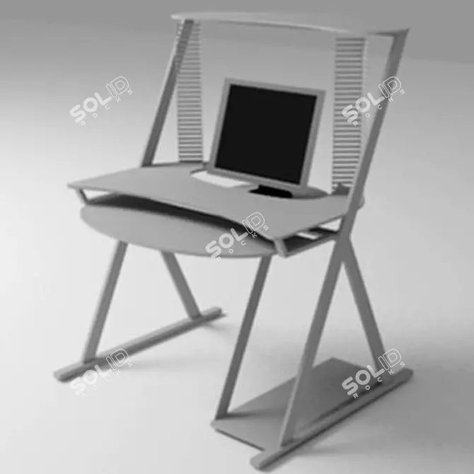 Modern Tech Desk: Space-Saving Design 3D model image 1