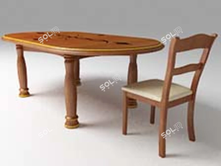 Classic Inlaid Dining Table 3D model image 1