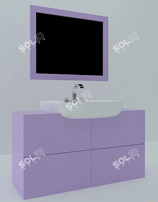 Laver Vanity Cabinet Set with Mirror 3D model image 1