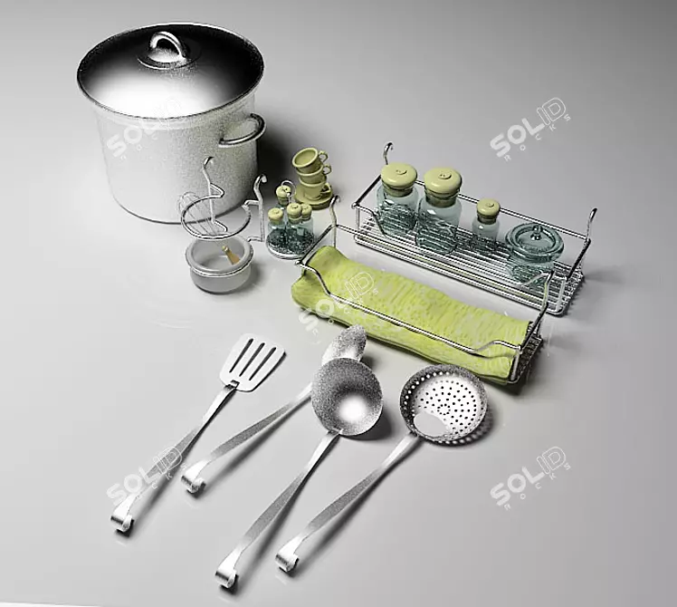 Versatile Kitchen Utensils Set 3D model image 1