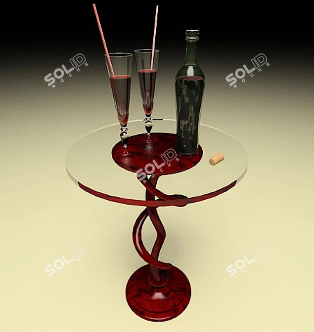 Wine Table Set 3D model image 1