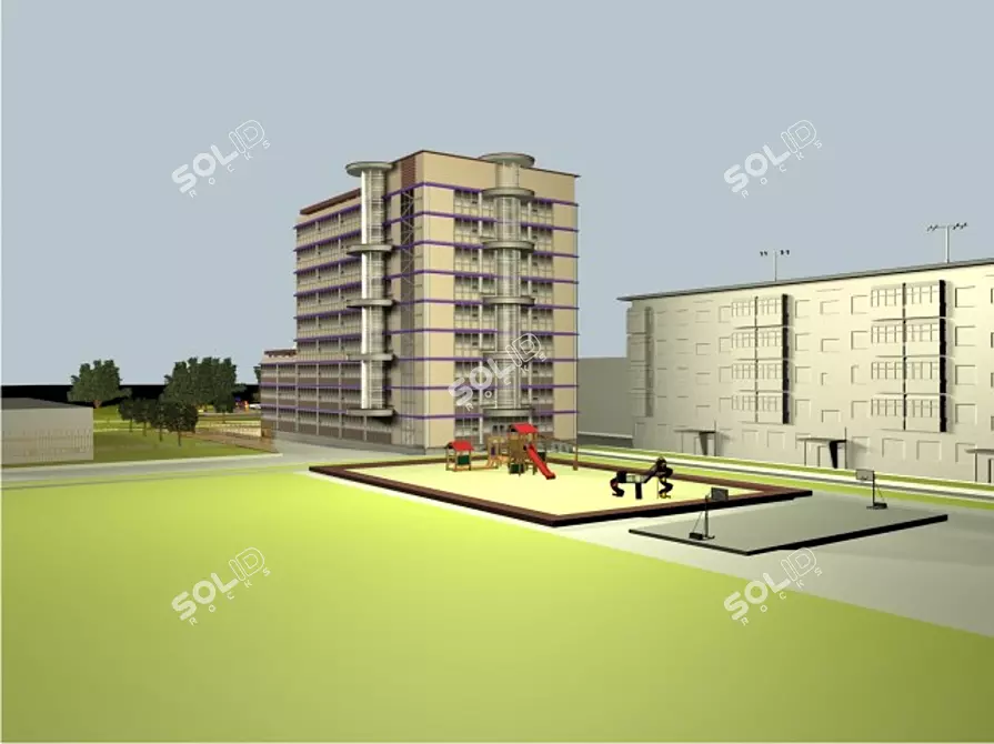 3D Max 9 Rendered Administrative Building 3D model image 1