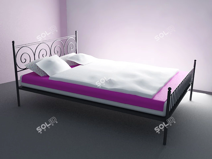 Title: Modern Metal Bed Frame 3D model image 1