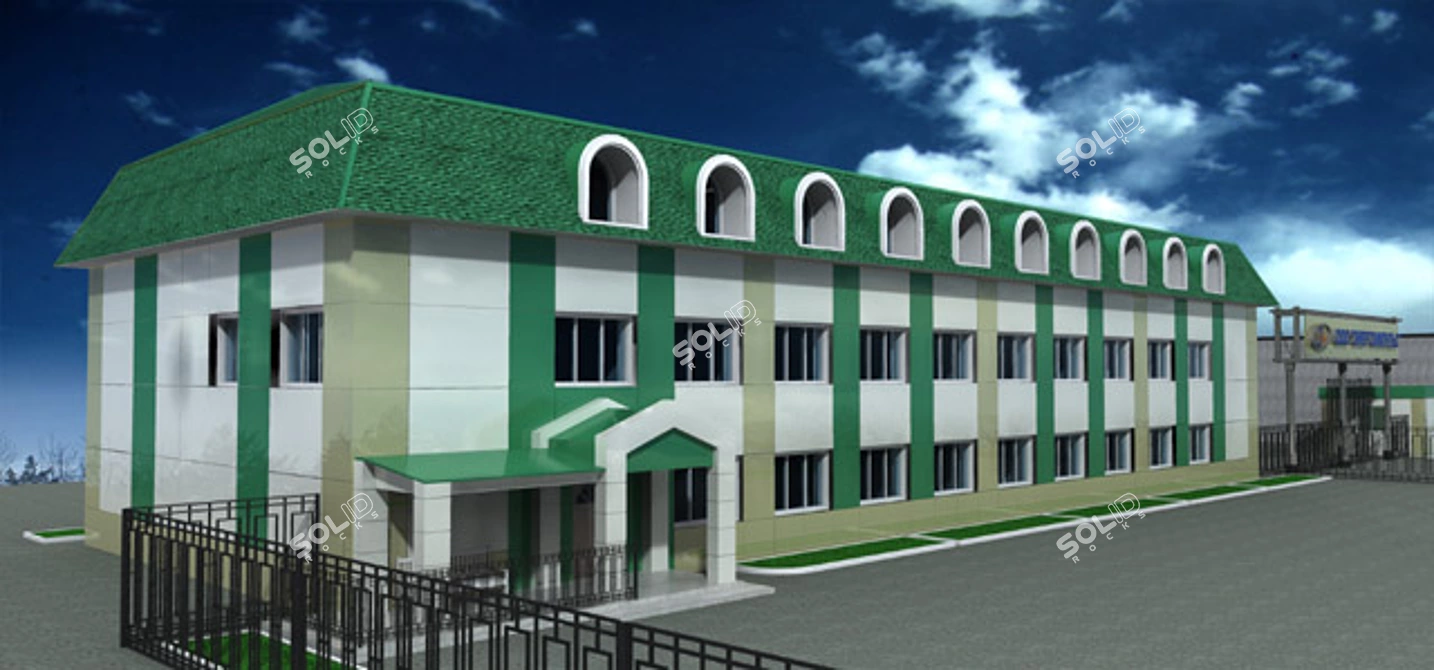 Modern Two-Story Office Building 3D model image 1