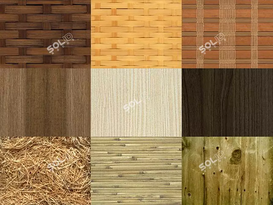 Natural Wood and Rattan Textures 3D model image 1