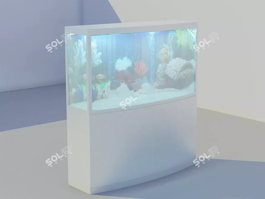 Elegant Glass Aquarium: 3D Textured 3D model image 1
