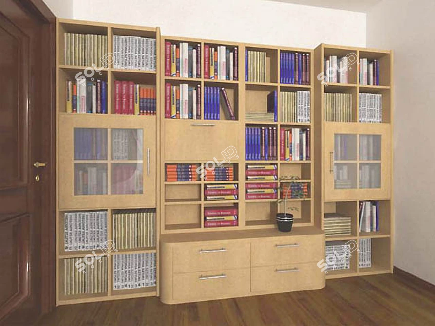 Book Haven: Stylish Wall-Mounted Storage 3D model image 1