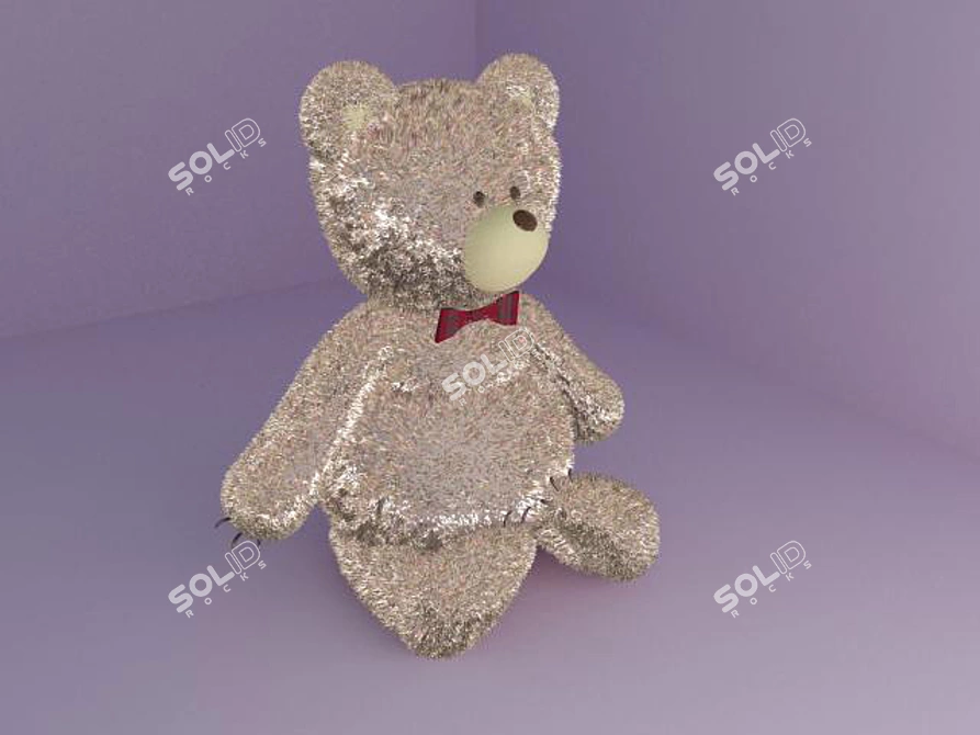 Cute Sitting Bear Plush 3D model image 1