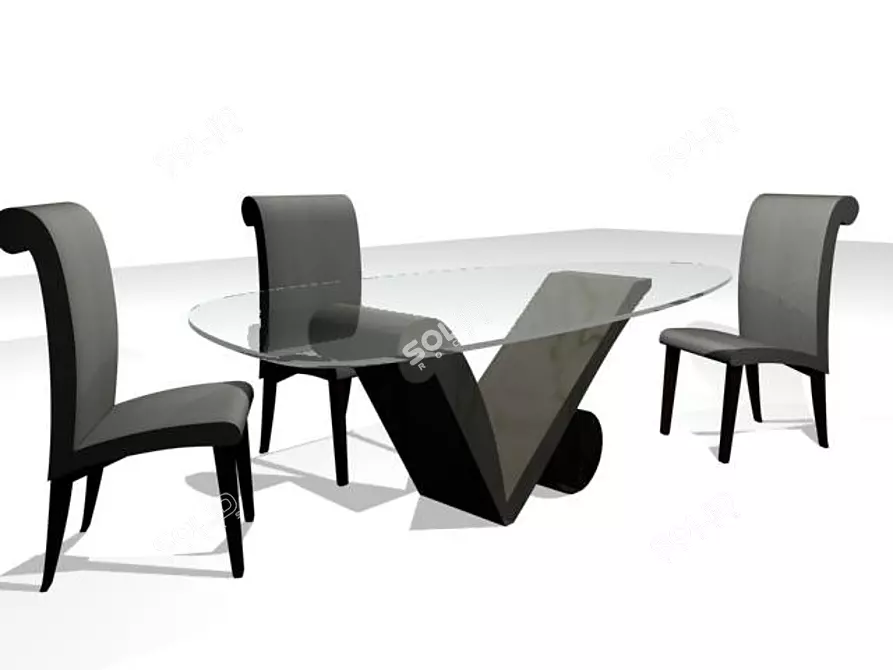 Italian Sebastien Table: 100*220 cm Rectangular 3D model image 1