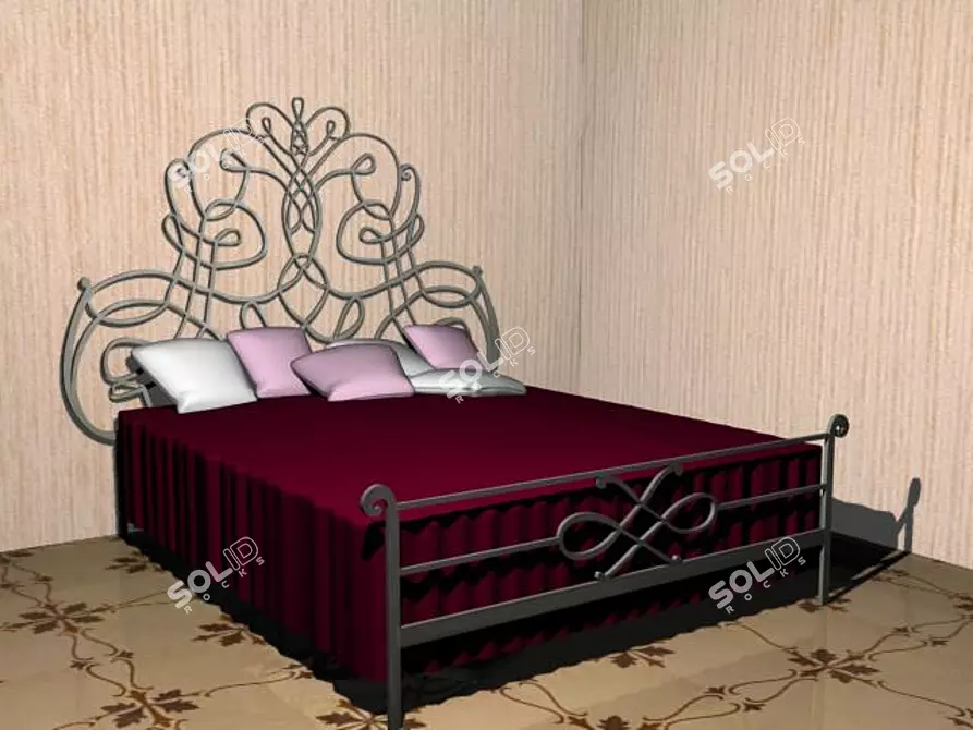 Cantori Italy Bed: Black or Beige Options 3D model image 1