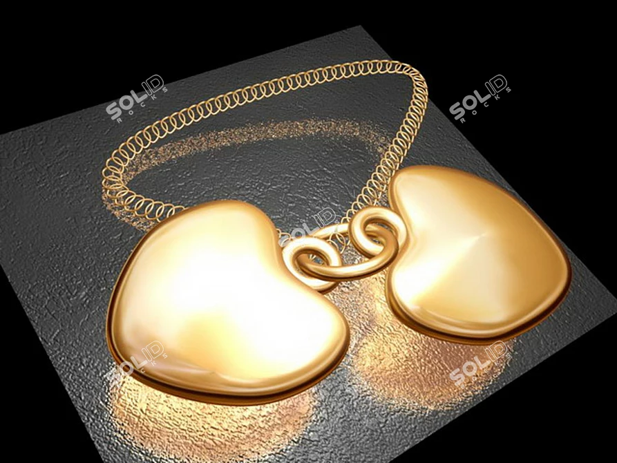 Dual Heart Pendant Necklace 3D model image 1