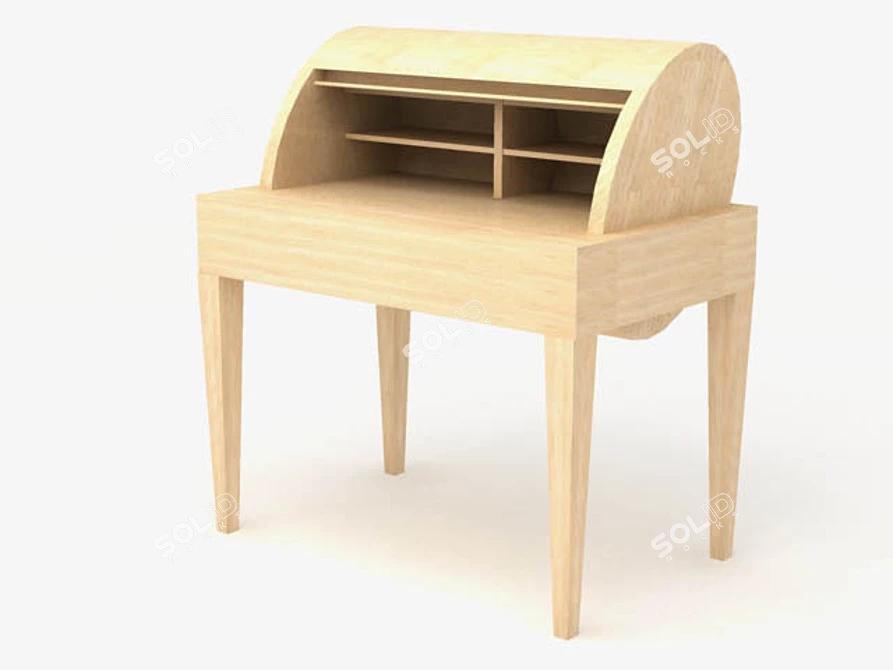 Wooden Legged Bureau 3D model image 1