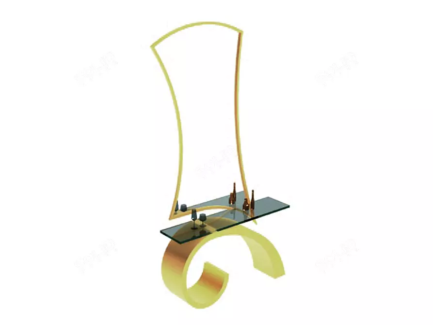 Gypsum Tray Mirror Table 3D model image 1