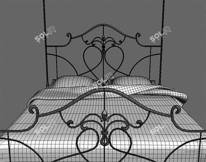 Italian Wrought Bed: Elegant Statement 3D model image 1