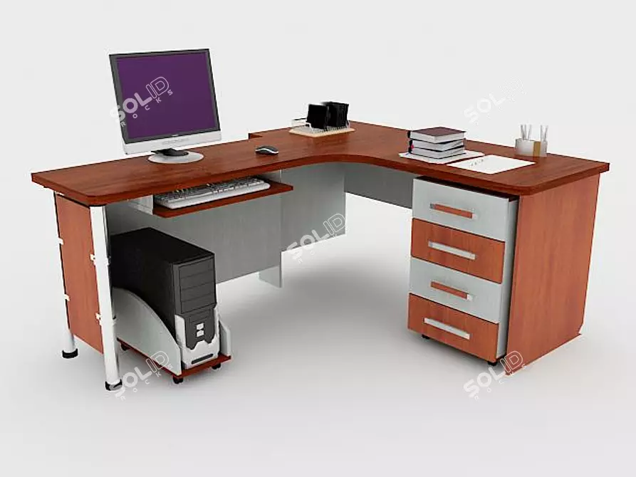 Modern Vray Computer Desk 3D model image 1