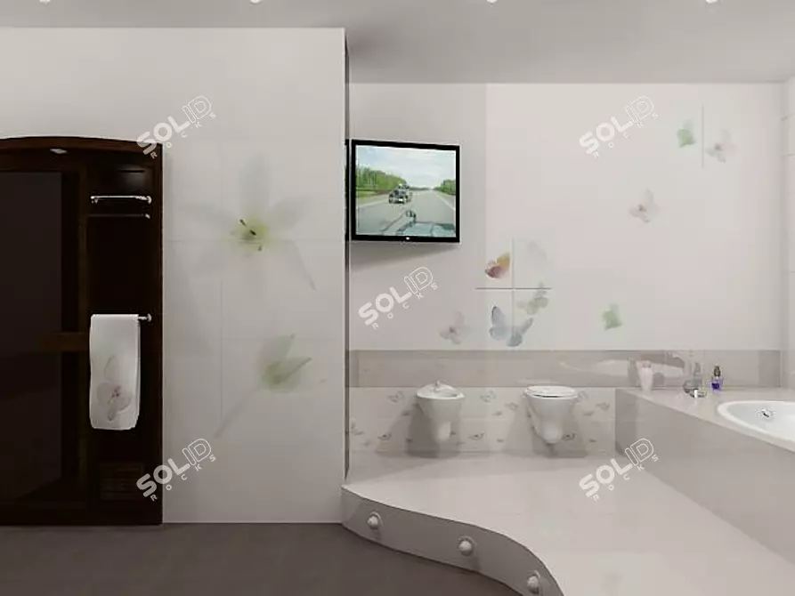 Butterfly Tiles: Bathroom Beautification 3D model image 1