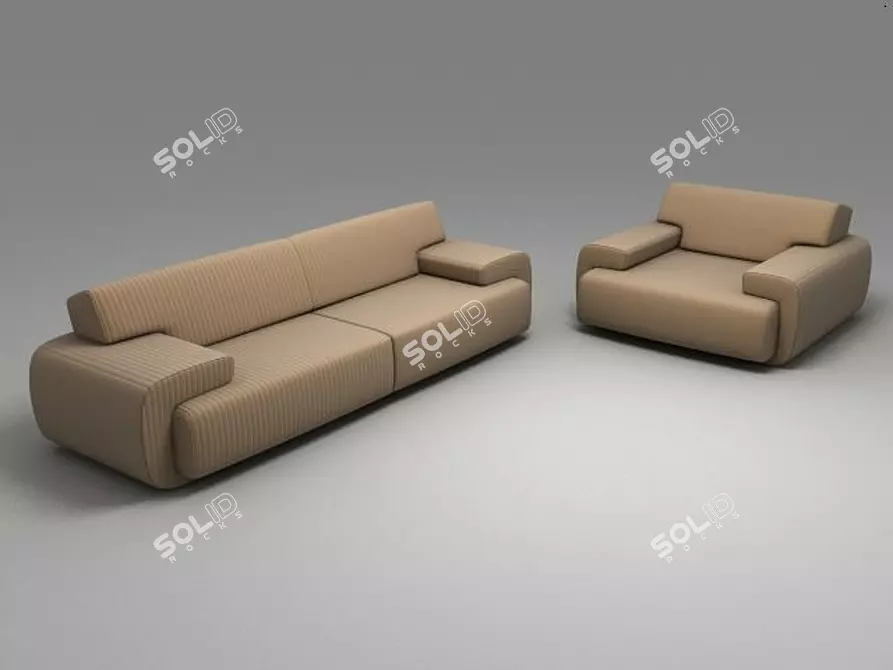 Comfort Duo: Sofa & Armchair 3D model image 1