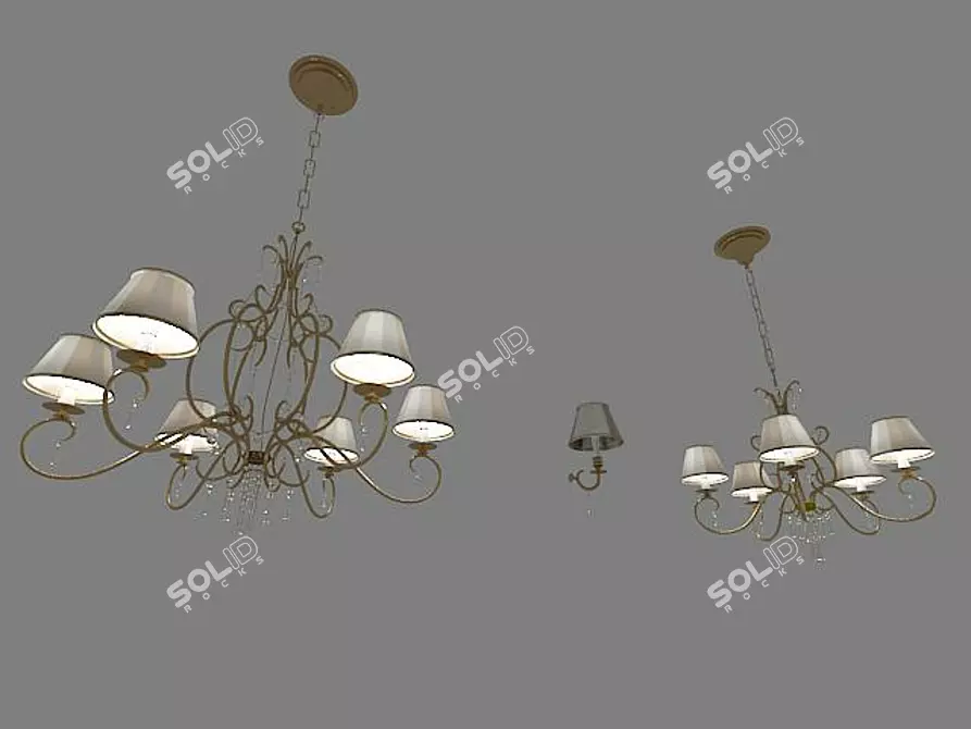 Elegant Lighting Set: 6-Light Chandelier, 5-Light Chandelier, Wall Sconce 3D model image 1