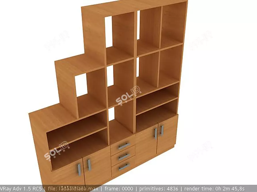 Buk Wood Chrome Partition Wall 3D model image 1