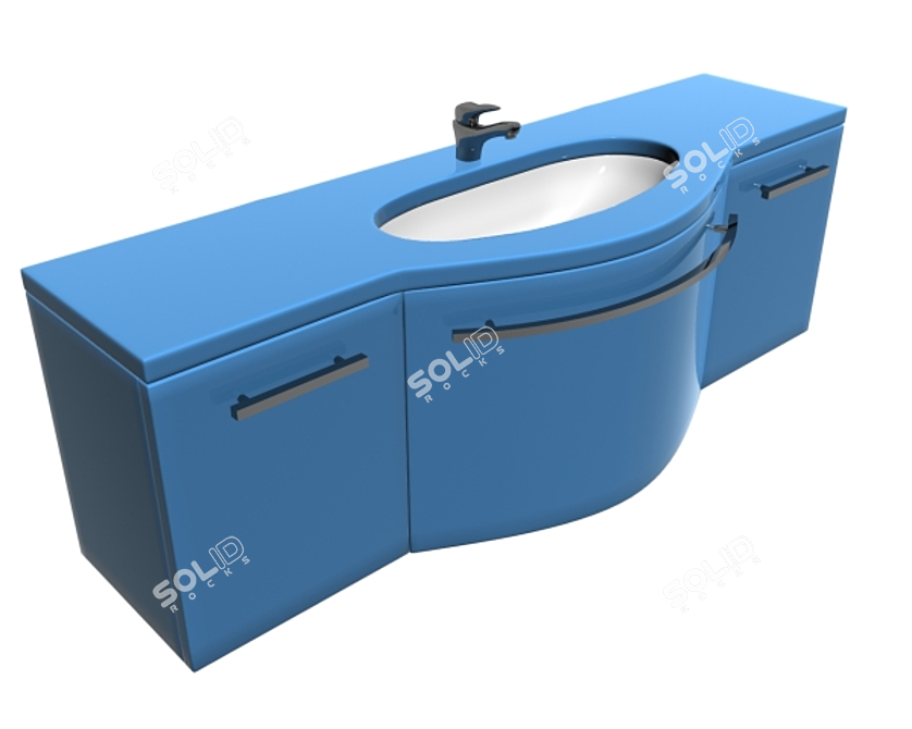 Modern Polygonal Sink Cabinet 3D model image 1