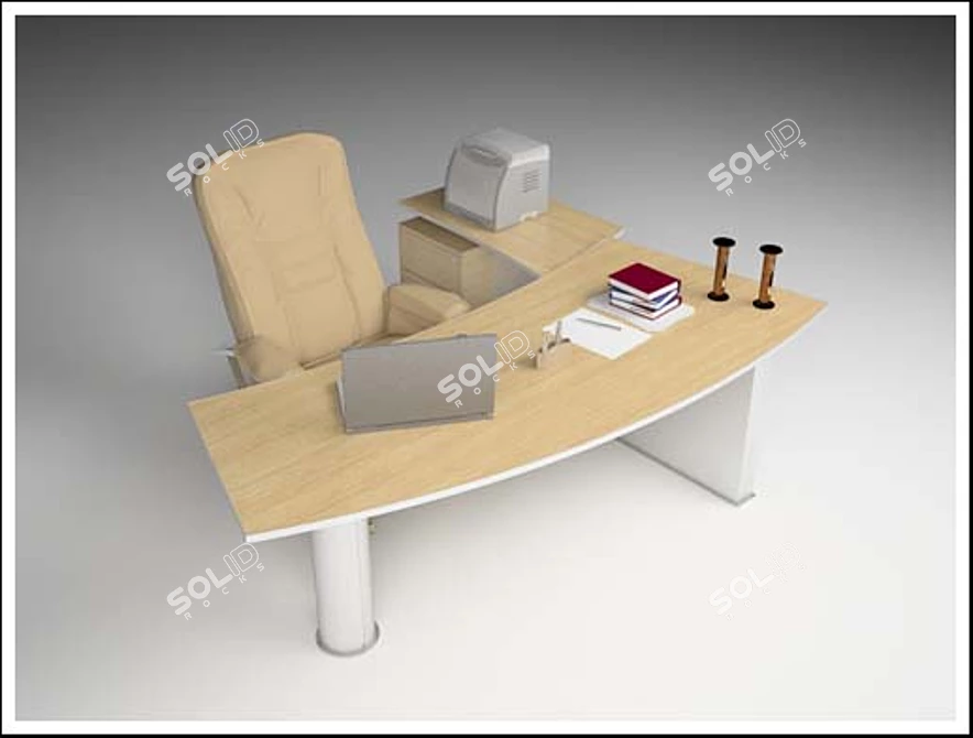 Flag Desk Executive Table Kit 3D model image 1