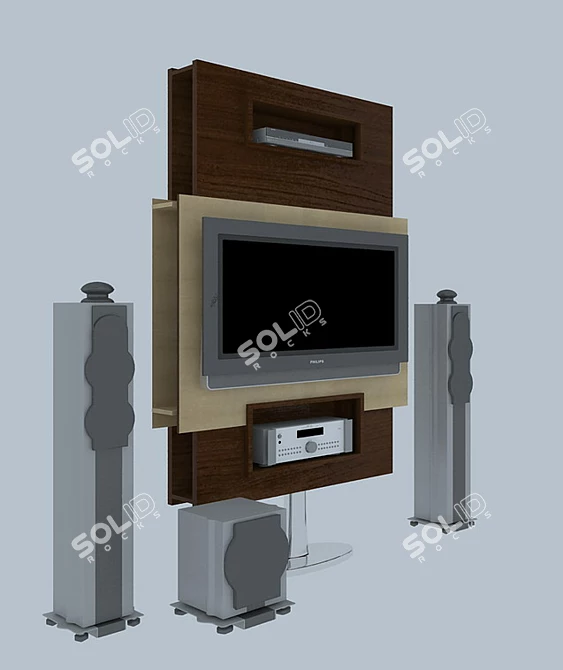 Sleek TV Stand: Real-sized & Sturdy! 3D model image 1