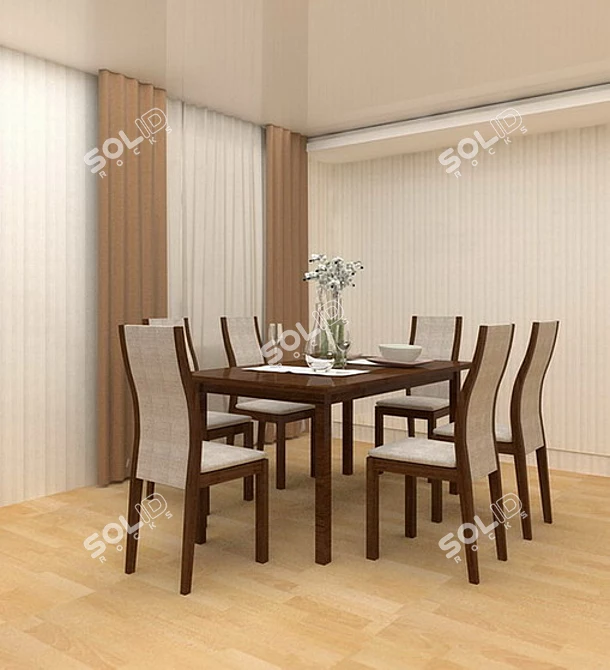 Elegant Dining Set 3D model image 1