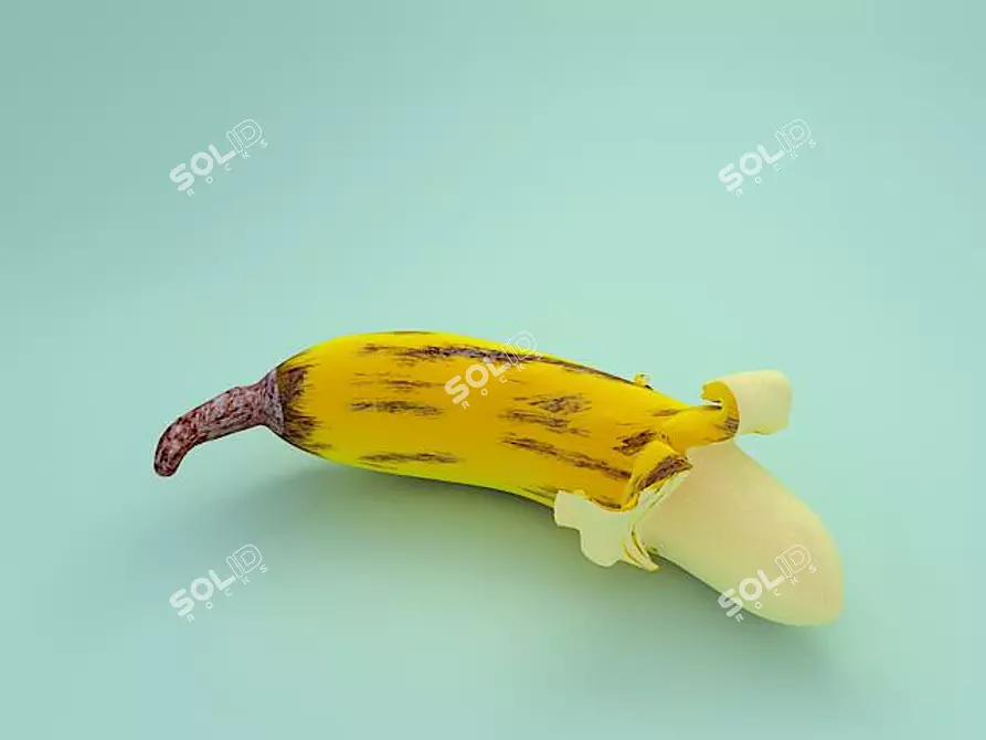 Ripe Banana with Textures 3D model image 1