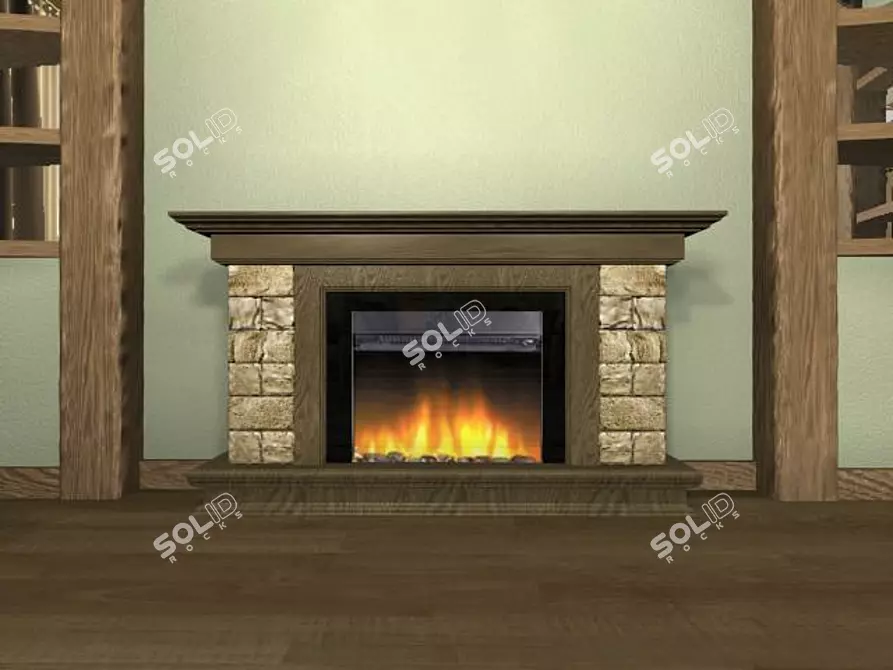 Modern Electric Fireplace 3D model image 1