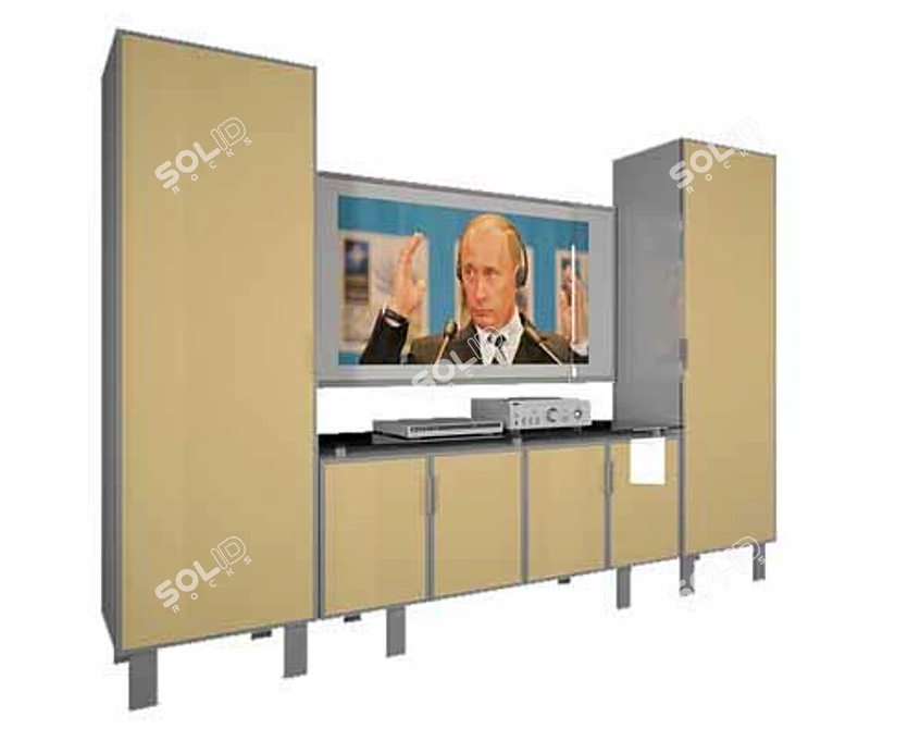 Modern TV Stand: Sleek Design with Side Storage 3D model image 1