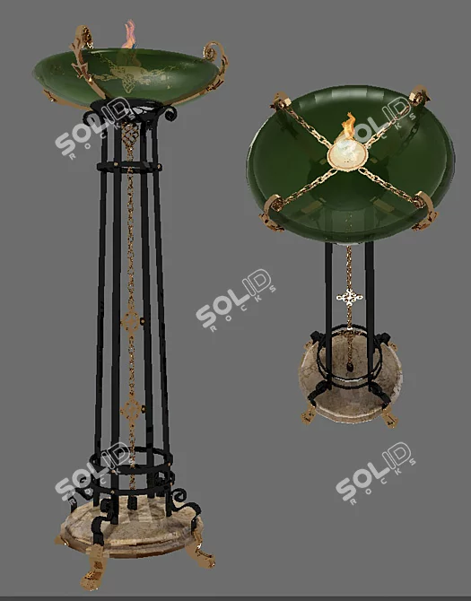 Emerald Glass Bronze Forged Floor Lamp 3D model image 1