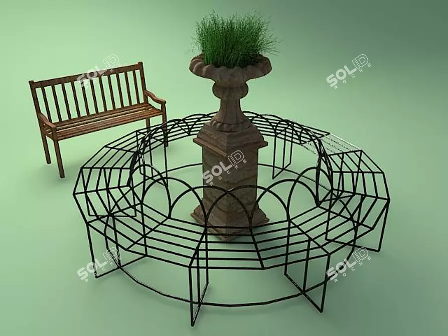 English Garden Setting 3D model image 1