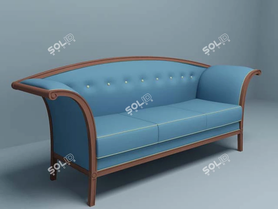 Classic Bent Backrest Couch 3D model image 1