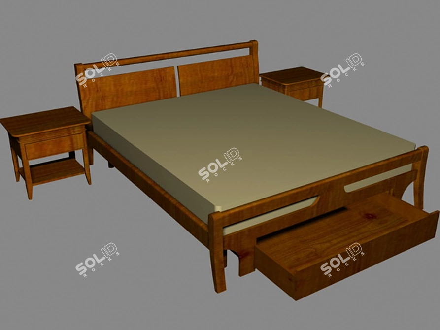 Venetto Metal Bed with Storage 3D model image 1