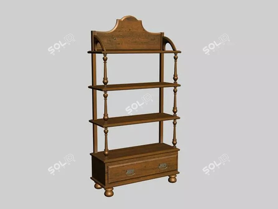 Retro Style Wooden Shelves 3D model image 1