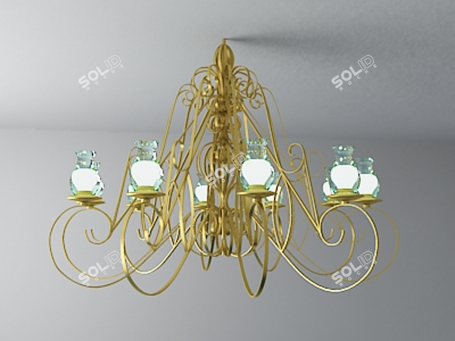 Title: Golden Elegance Chandelier 3D model image 1