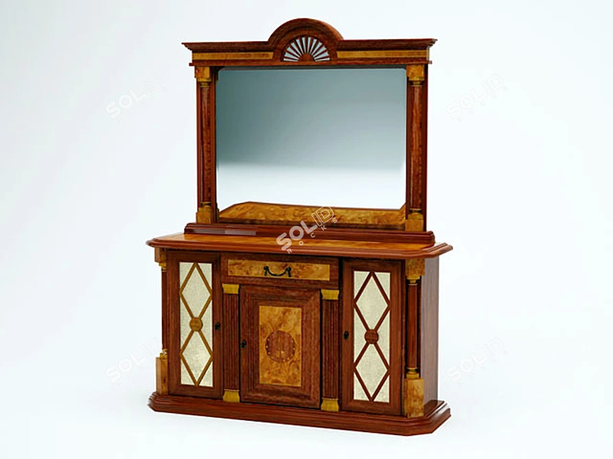 Mirror-Paneled Chest of Drawers 3D model image 1