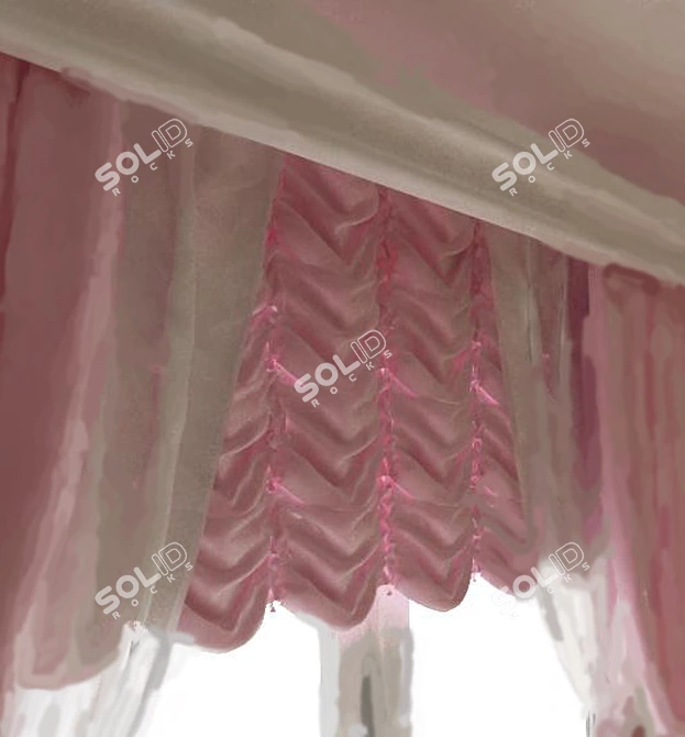 Elegant Austrian Curtains 3D model image 1