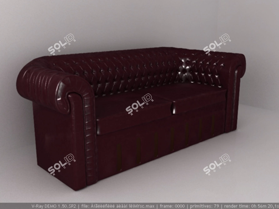 Minimalist Upholstered Sofa 3D model image 1