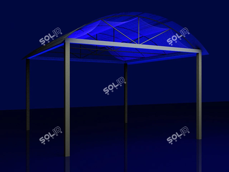 Illuminated Blue Gazebo 3D model image 1