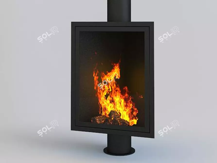 Sleek Eurofocus-950 Fireplace 3D model image 1