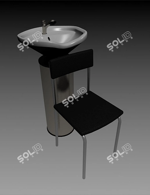 Salon Wash Basin 3D model image 1