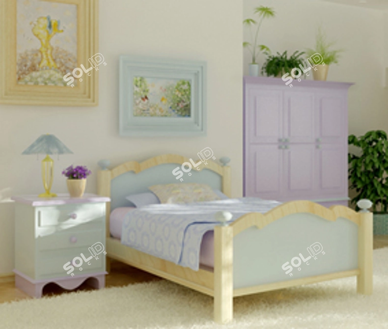 Kids Bedroom Furniture Set 3D model image 1